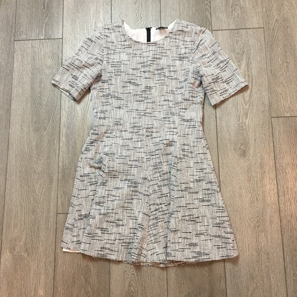 Theory Albit R Wellington Tweed Dress Check Ivory multi color women size 6